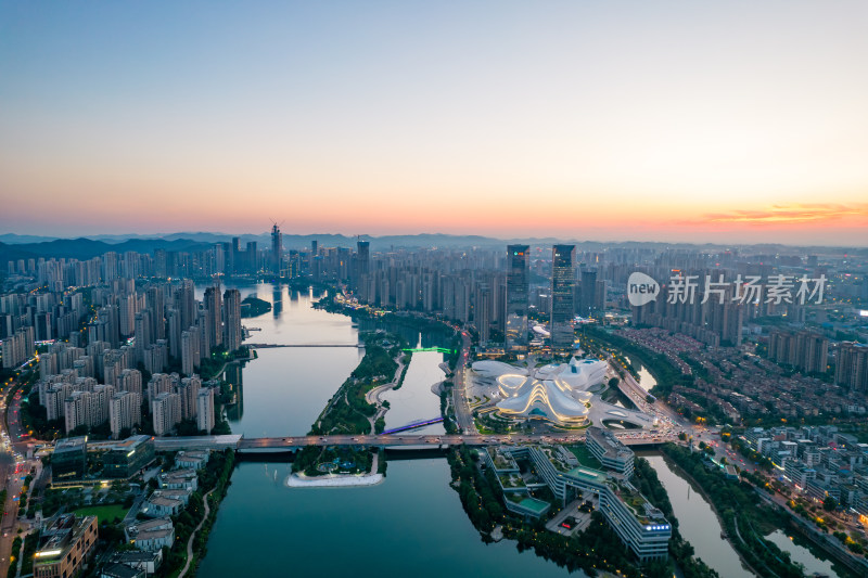 长沙湘江夜景航拍