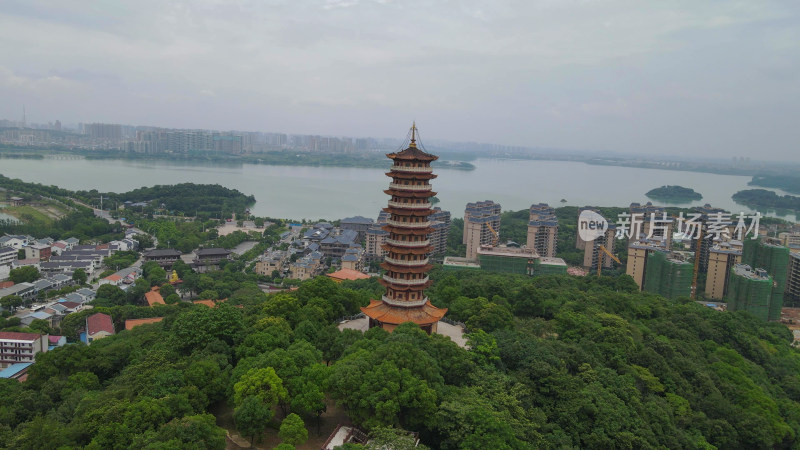 航拍湖南岳阳圣安寺4A景区