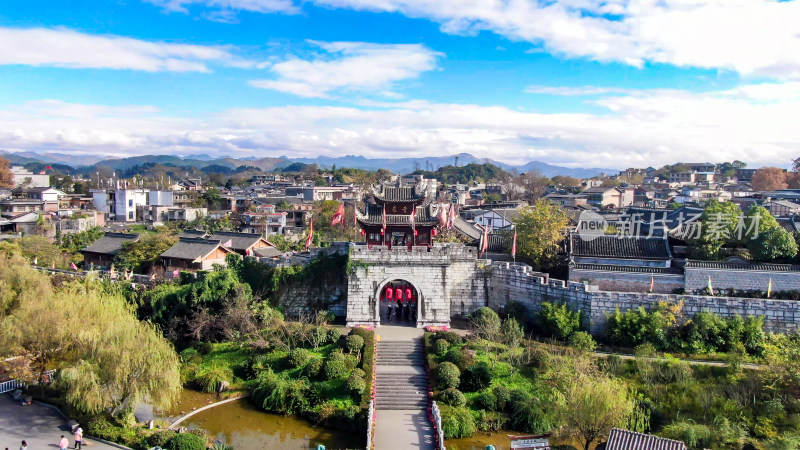 航拍贵州青岩古镇5A景区