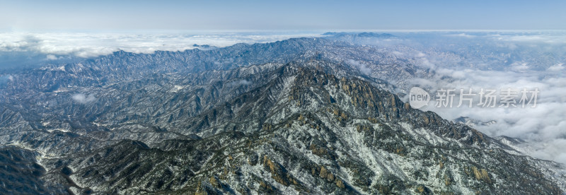 山脉大雪云海航拍辽阔高远壮观背景自然风景