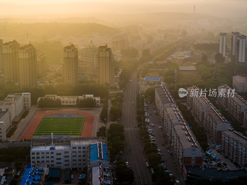 辽宁朝阳喀左城镇航拍全景