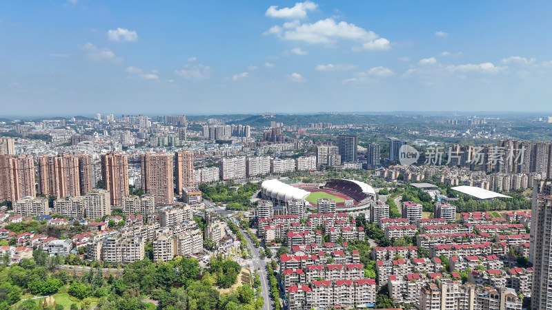 航拍四川自贡大景自贡城市建设摄影图