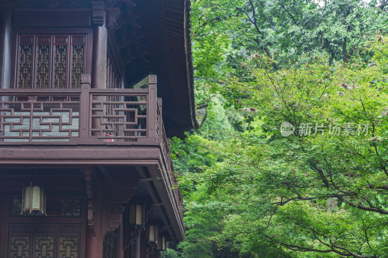 杭州飞来峰韬光寺古建筑风景