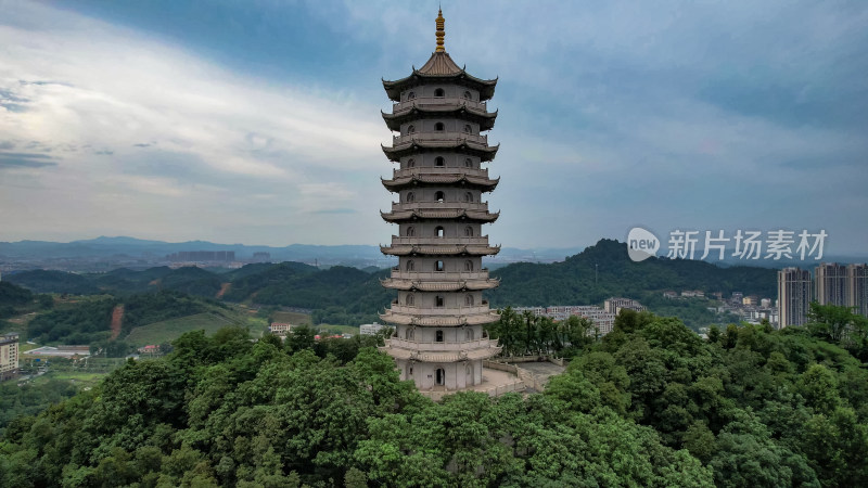 江西宜春禅都文化博览园崇圣禅寺航拍图