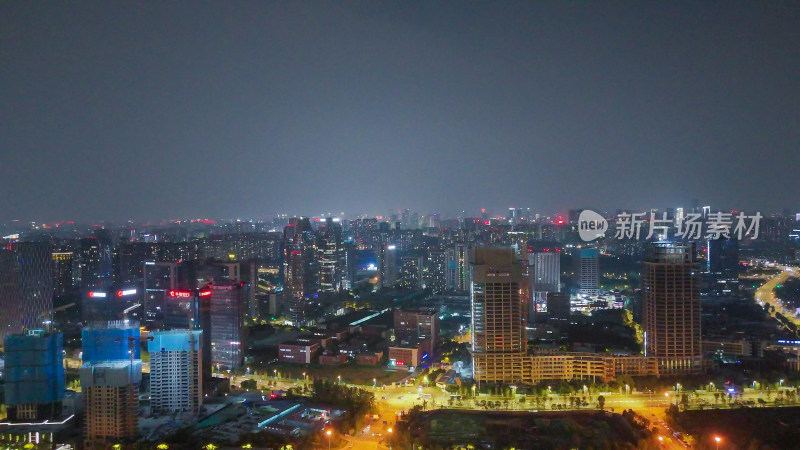 航拍四川成都天府新城成都金融城夜景