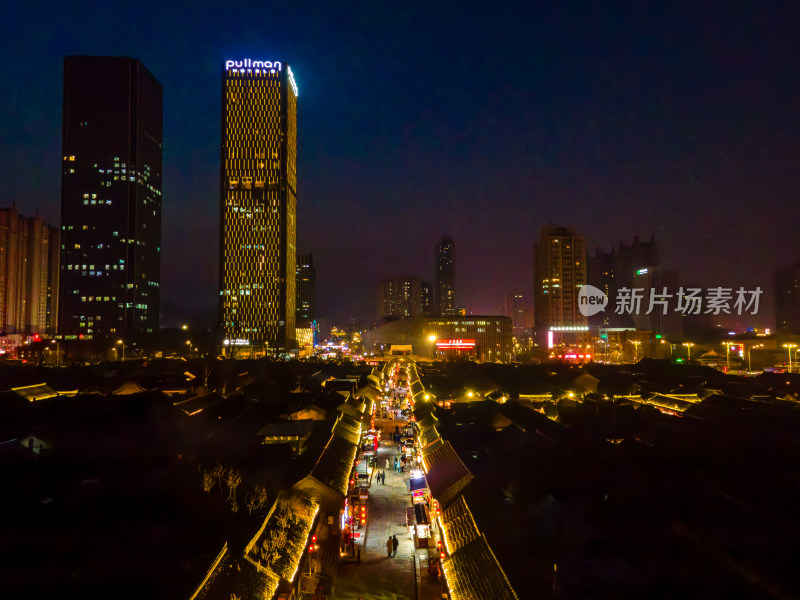 烟台航拍所城里城市古建筑群航拍全景