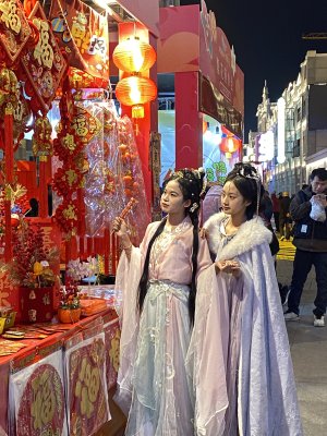 梧州迎春花市繁花骑妙会汉服少女街拍