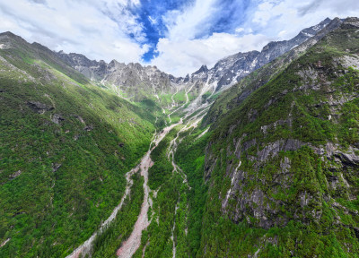 四川阿坝理县理小路自驾游沿途高山雪山