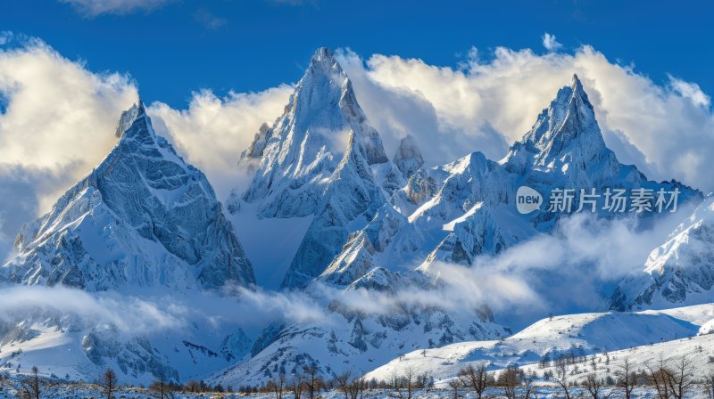 喜马拉雅山脉高峰雪山最高海拔云雾云层