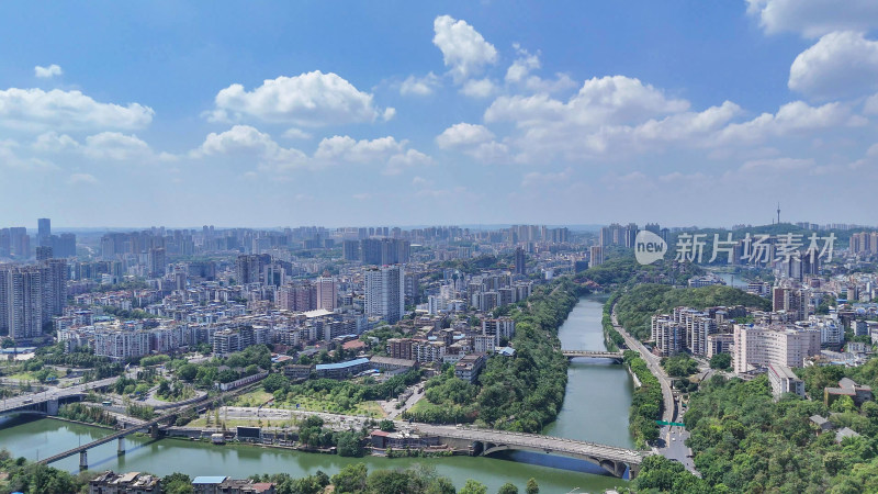 航拍四川自贡建设自贡城市风光摄影图