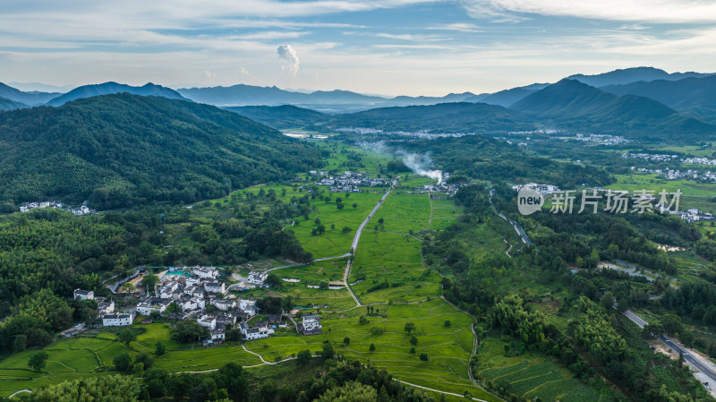 航拍徽州乡村田园风光