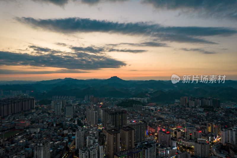 贵州凯里日落夕阳航拍摄图