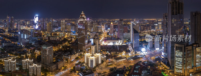 天津五大道文化旅游景区城市建筑夜景航拍