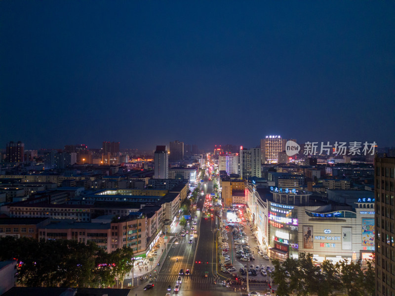 航拍河南漯河城市夜景