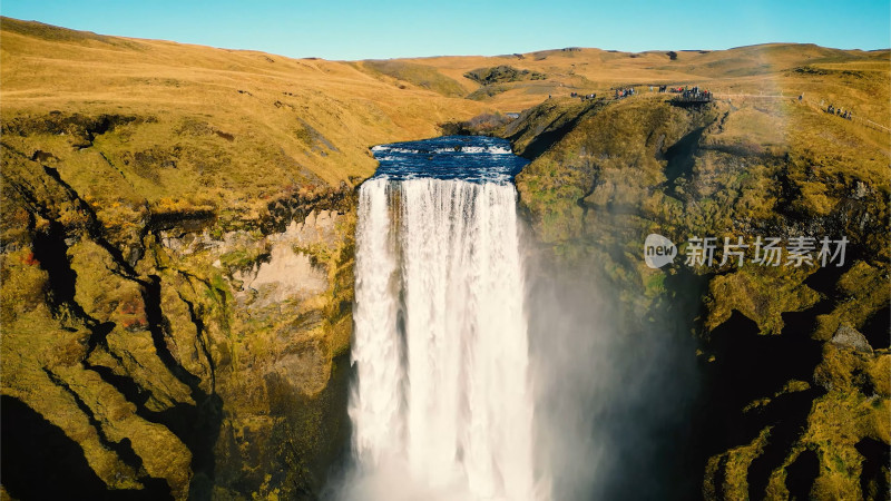 北欧冰岛美景瀑布景色-斯科加福斯瀑布