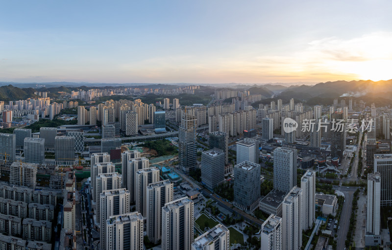 航拍白天贵州遵义市新蒲新区全景