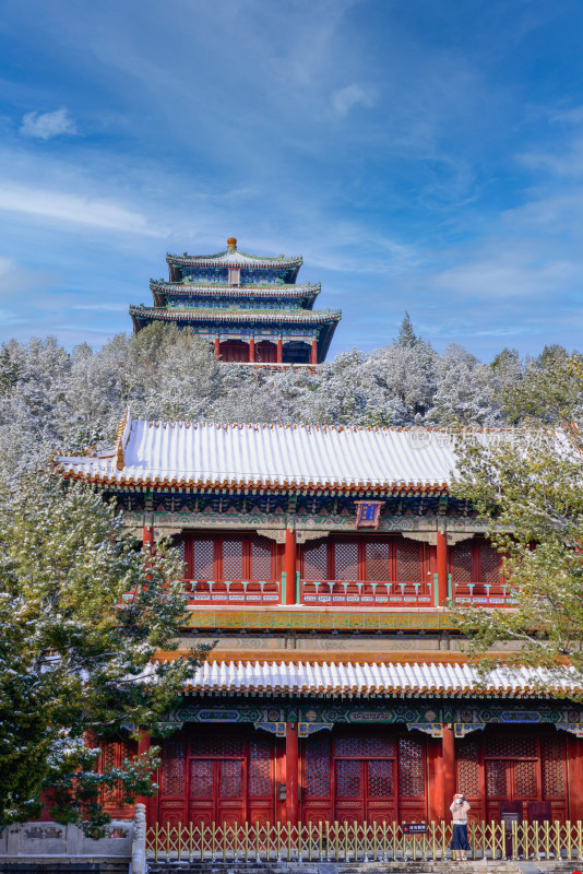 北京景山公园万春亭冬日雪景