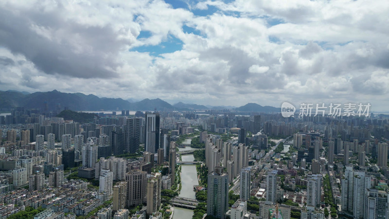 航拍温州城市天际线温州大景鹿城区