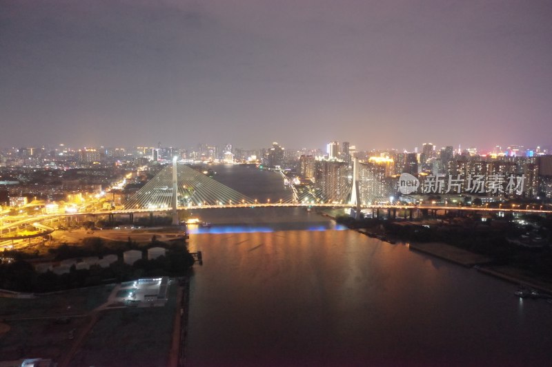 广州鹤洞大桥夜景航拍