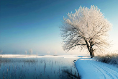 冬天风景大雪背景天空