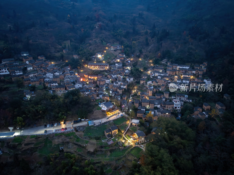 安徽黄山歙县皖南阳产土楼世界遗产夜景航拍