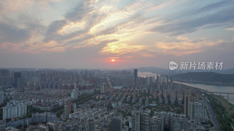 航拍湖南株洲大景株洲建设