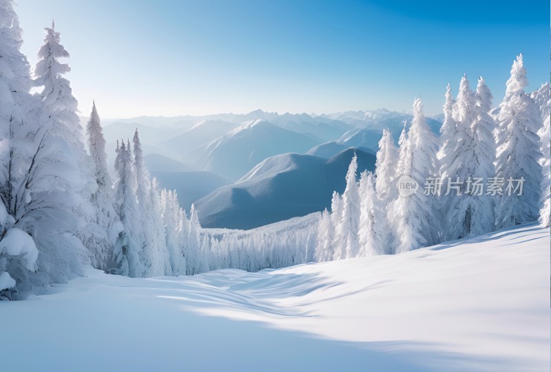 冬季森林白雪覆盖风景