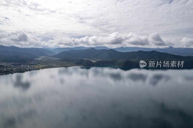 云南丽江泸沽湖摩梭族美景高空航拍