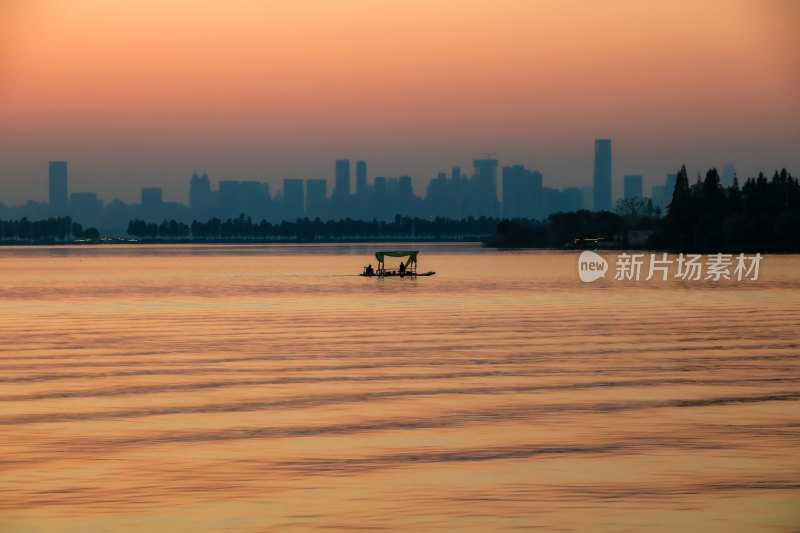 武汉东湖落雁岛景区绝美自然风光落日夕阳