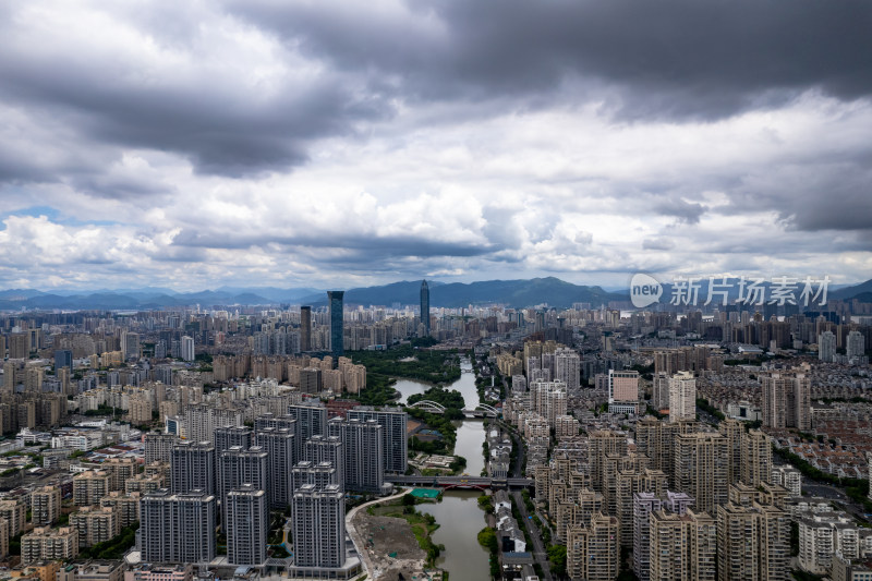 浙江温州城市风光航拍图