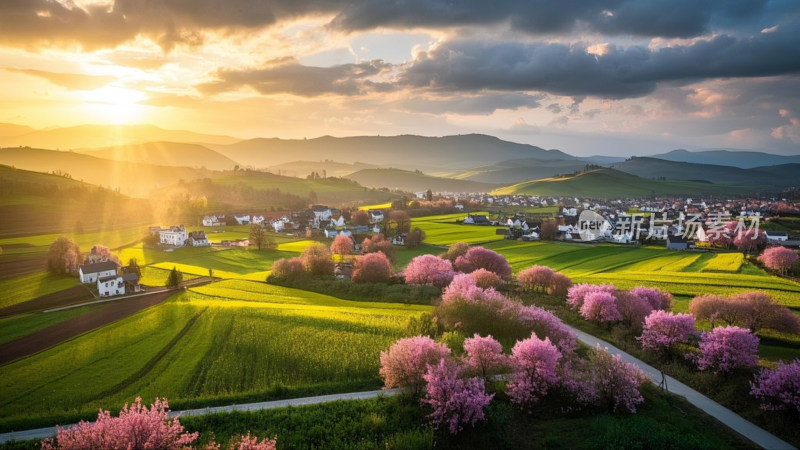 春暖花开美丽乡村 大场景