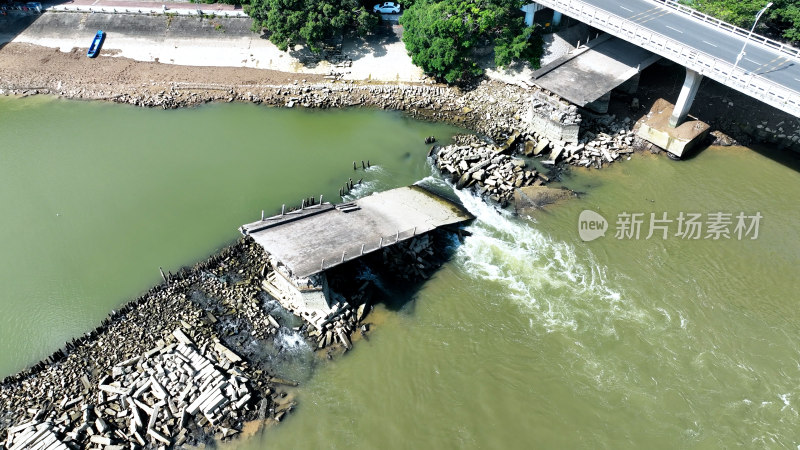 泉州顺济桥遗址航拍断桥倒塌的桥梁顺济新桥