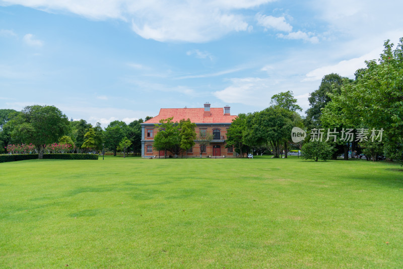 长沙橘子洲草坪古建筑