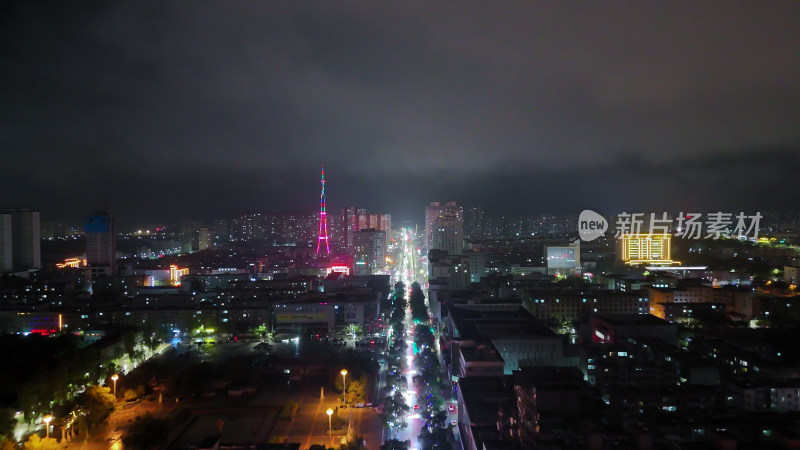 甘肃张掖夜景航拍摄影图