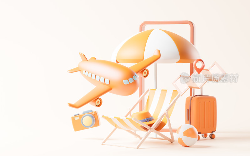 飞机与旅行主题3D渲染