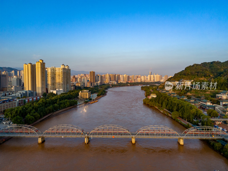 兰州城市建设黄河航拍图