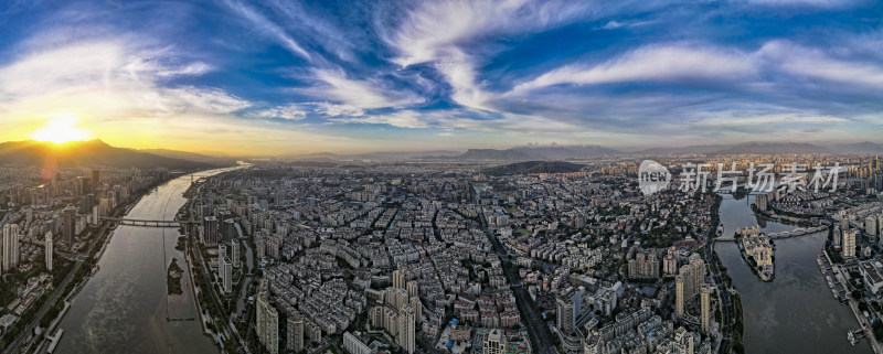 福建福州城市风光全景图航拍