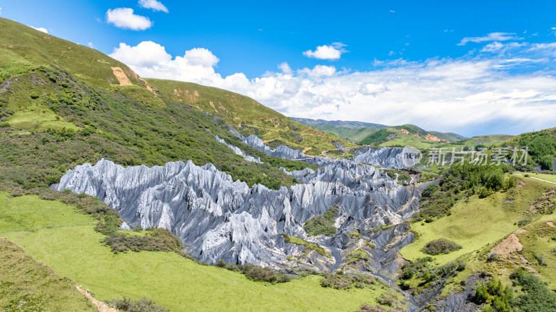 四川甘孜道孚县八美墨石公园景区全景航拍