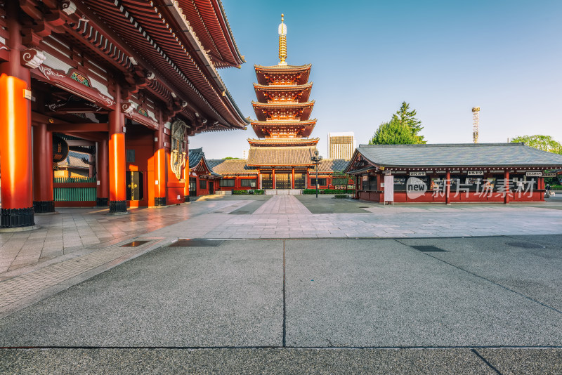 日本东京浅草寺五重塔建筑风光