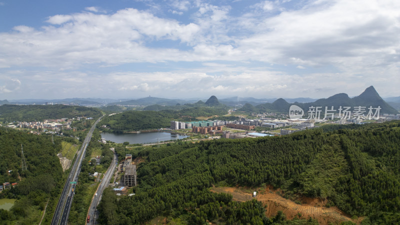 航拍韶关武江区雨后的清新风景