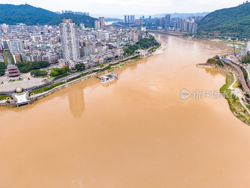 四川宜宾河流风光航拍图