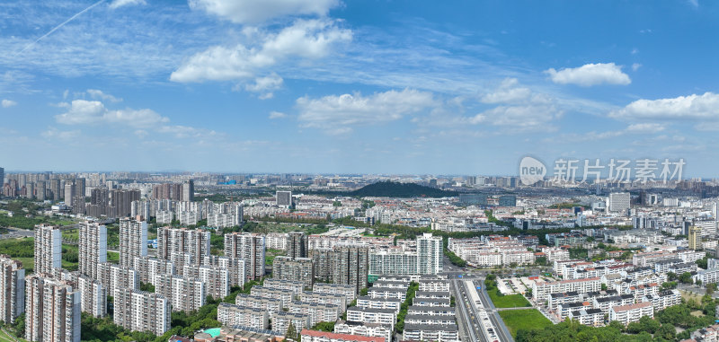 航拍昆山城市建筑交通道路风光