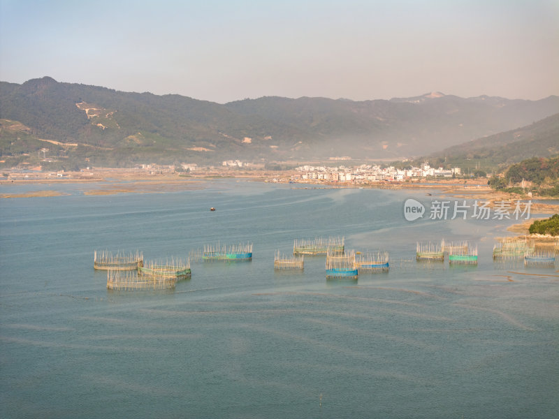 福建宁德霞浦县城红树林涂滩高空航拍