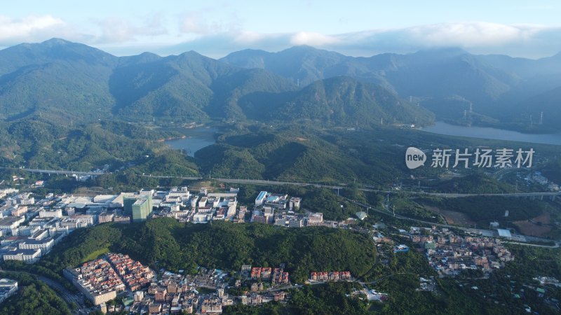 航拍广东省东莞市清溪镇城市风光