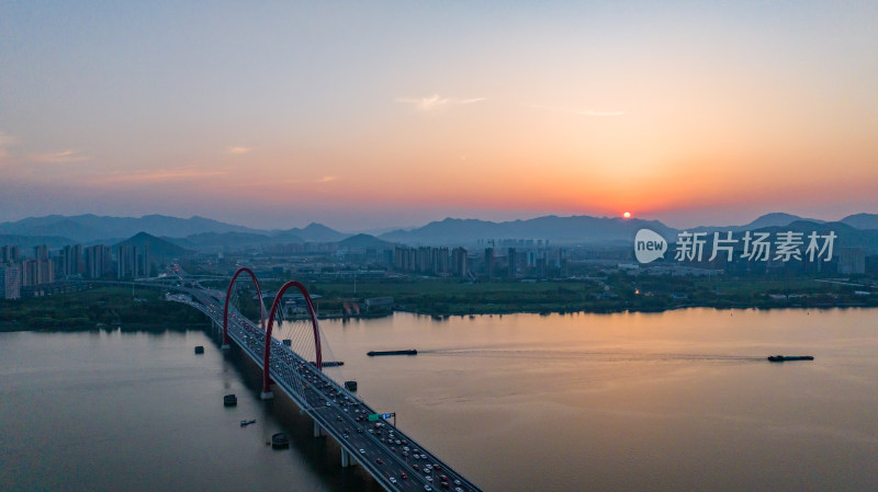 杭州之江大桥日落美景