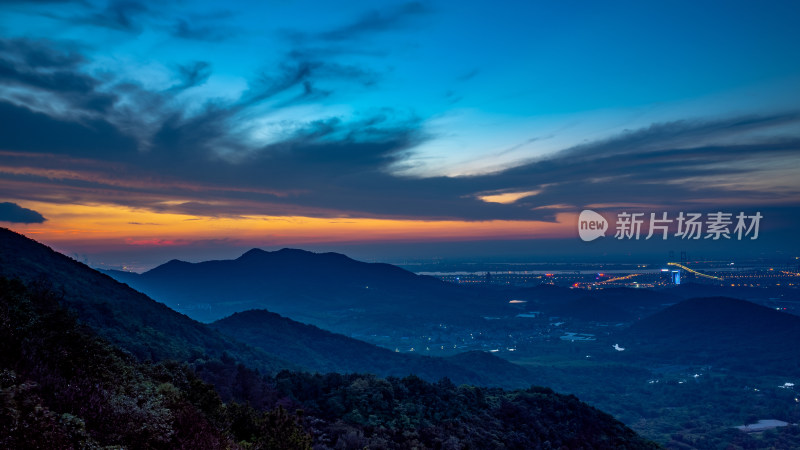 江苏镇江/十里长山/日落/车流/夜景