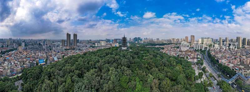 广东佛山城市风光魁星阁航拍全景图