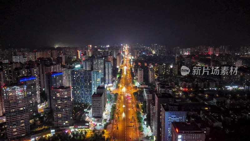 四川内江城市夜景灯光航拍图