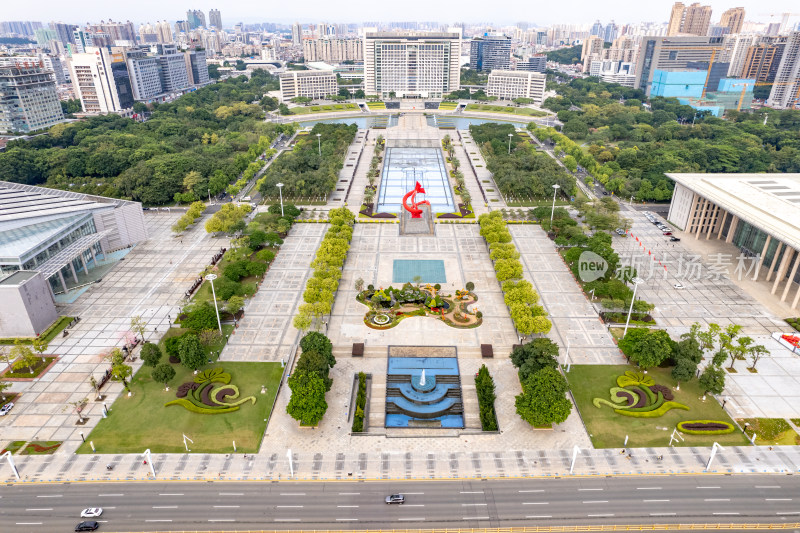 广东东莞市政府及周边建筑航拍摄影图
