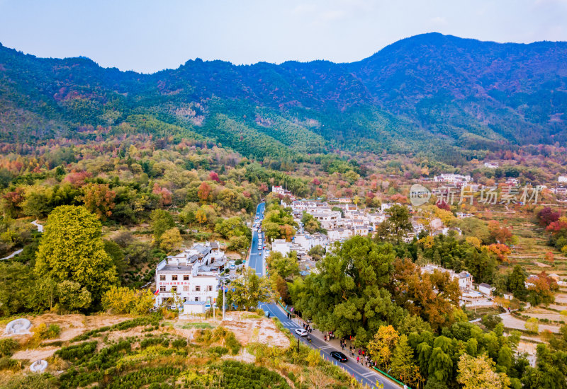 深秋安徽黄山市塔川秋色风光